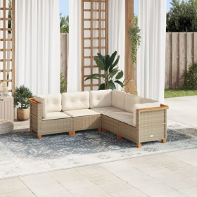 Set of garden sofas with cushions 5 pcs synthetic rattan beige by , Garden sets - Ref: Foro24-3261823, Price: 380,65 €, Disco...