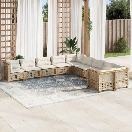 Juego de sofás jardín con cojines beige 10 pzas ratán sintético by , Garden sets - Ref: Foro24-3262048, Price: 828,47 €, Disc...