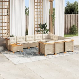 Set de sofás de jardín 11pzas con cojines ratán sintético beige von , Gartensets - Ref: Foro24-3262057, Preis: 793,60 €, Raba...