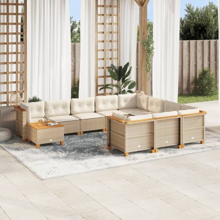 Set de sofás de jardín 11pzas con cojines ratán sintético beige von , Gartensets - Ref: Foro24-3262057, Preis: 793,60 €, Raba...