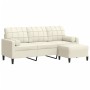 Sofá de 3 plazas con taburete de terciopelo crema 180 cm by , Sofas - Ref: Foro24-3278275, Price: 359,90 €, Discount: %