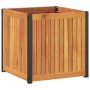 Jardinera de madera maciza de acacia y acero 45x45x44 cm von , Töpfe und Pflanzgefäße - Ref: Foro24-367610, Preis: 79,38 €, R...