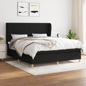 Cama box spring con colchón tela negro 180x200 cm Cama box spring con colchón tela negro 180x200 cm