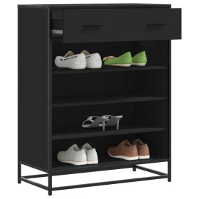 Zapatero de madera de ingeniería y metal negro 75x38x97,5 cm von , Schuhregale und Schuhorganisatoren - Ref: Foro24-3300875, ...