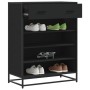 Zapatero de madera de ingeniería y metal negro 75x38x97,5 cm