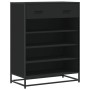 Zapatero de madera de ingeniería y metal negro 75x38x97,5 cm