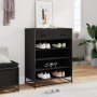 Zapatero de madera de ingeniería y metal negro 75x38x97,5 cm