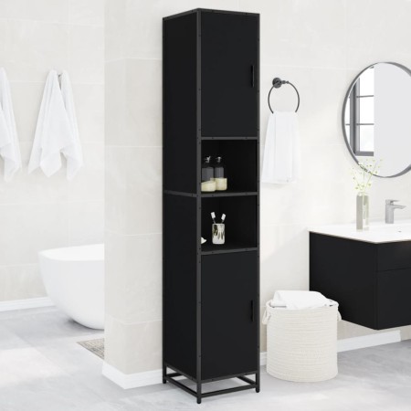 Armario baño madera ingeniería y metal negro 35x37,5x188,5 cm de , Muebles de baño - Ref: Foro24-3300880, Precio: 162,53 €, D...