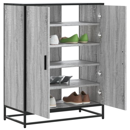 Zapatero madera de ingeniería y metal gris Sonoma 75x38x97,5 cm by , Shoe racks and shoe organizers - Ref: Foro24-3300868, Pr...