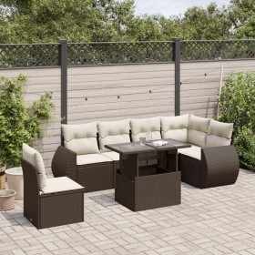 Juego de sofás de jardín 7 piezas con cojines ratán PE marrón by , Garden sets - Ref: Foro24-3268573, Price: 537,25 €, Discou...