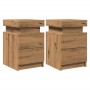 Mesitas noche con LED 2 uds madera roble artisian 35x39x55 cm de , Mesitas de noche - Ref: Foro24-857657, Precio: 129,81 €, D...