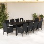 Set comedor jardín 11 pzas cojines ratán sintético vidrio negro de , Conjuntos de jardín - Ref: Foro24-3278586, Precio: 858,8...
