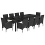 Set comedor jardín 11 pzas cojines ratán sintético vidrio negro de , Conjuntos de jardín - Ref: Foro24-3278586, Precio: 858,83 €
