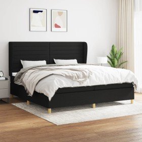 Cama box spring con colchón tela negro 200x200 cm Cama box spring con colchón tela negro 200x200 cm