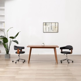 Sillas de comedor giratorias 2 uds madera curvada y cuero negro de , Sillas de comedor - Ref: Foro24-3054890, Precio: 273,22 ...