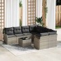 Conjunto de sofá de jardín 9 pcs Gris claro 55 x 55 x 37 cm