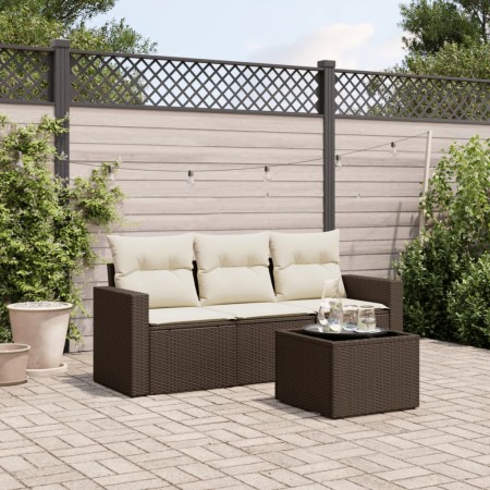 Set de sofás de jardín 4 pzas y cojines ratán sintético marrón by , Garden sets - Ref: Foro24-3218663, Price: 252,31 €, Disco...
