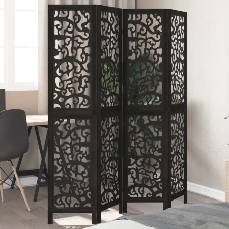 Biombo separador de 4 paneles madera maciza Paulownia negro von , Raumteiler - Ref: Foro24-358754, Preis: 119,51 €, Rabatt: %