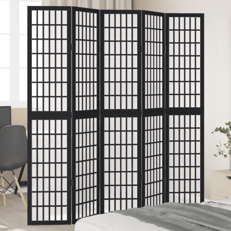 Biombo separador de 5 paneles madera maciza Paulownia negro von , Raumteiler - Ref: Foro24-358775, Preis: 159,79 €, Rabatt: %
