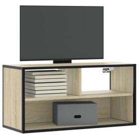 Mueble TV madera ingeniería y metal roble Sonoma 80x31x39,5 cm de , Muebles TV - Ref: Foro24-848925, Precio: 46,42 €, Descuen...