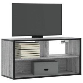 Mueble TV madera ingeniería y metal roble ahumado 80x31x39,5 cm by , TV Furniture - Ref: Foro24-848927, Price: 47,72 €, Disco...