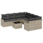 Conjunto de sofá de jardín 9 pcs Gris claro 55 x 55 x 37 cm
