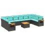 Set de sofás de jardín 11 pzas y cojines ratán sintético negro by , Garden sets - Ref: Foro24-3227170, Price: 832,47 €, Disco...