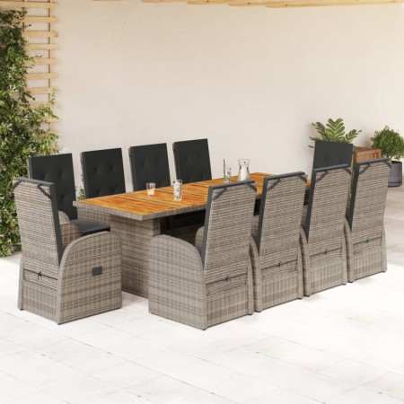 Set de comedor de jardín 11 pzas y cojines ratán sintético gris by , Garden sets - Ref: Foro24-3277617, Price: 1,00 €, Discou...