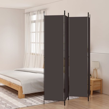 Biombo divisor de 4 paneles de tela marrón 200x220 cm by , Room dividers - Ref: Foro24-350199, Price: 39,17 €, Discount: %