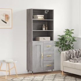 Aparador alto madera contrachapada gris sonoma 69,5x34x180 cm de , Aparadores - Ref: Foro24-3190003, Precio: 145,55 €, Descue...