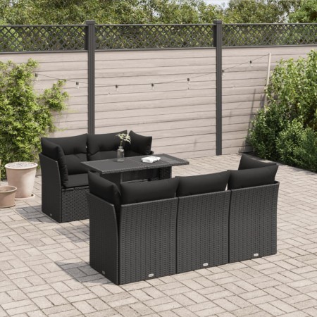 Set de sofás de jardín 6 piezas y cojines ratán sintético negro von , Gartensets - Ref: Foro24-3326096, Preis: 464,80 €, Raba...