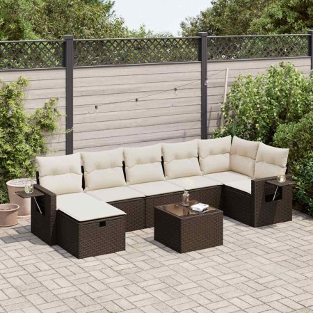 Set sofás de jardín 8 piezas y cojines ratán sintético marrón by , Garden sets - Ref: Foro24-3325519, Price: 527,34 €, Discou...