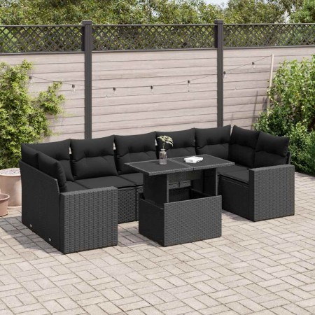 Set de sofás de jardín y cojines 8 piezas ratán sintético negro von , Gartensets - Ref: Foro24-3326276, Preis: 575,94 €, Raba...