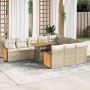 Set sofás jardín y cojines 11 pzas ratán sintético acacia beige von , Gartensets - Ref: Foro24-3327761, Preis: 941,62 €, Raba...
