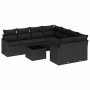 Conjunto de sofá de jardín 9 pcs Negro 55 x 55 x 37 cm