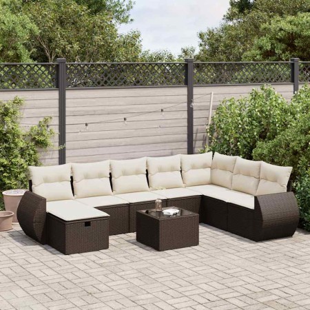 Set de sofás de jardín 9 pzas y cojines ratán sintético marrón by , Garden sets - Ref: Foro24-3325649, Price: 562,60 €, Disco...