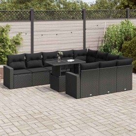 Set de sofás de jardín 11 pzas y cojines ratán sintético negro de , Conjuntos de jardín - Ref: Foro24-3326386, Precio: 776,75...