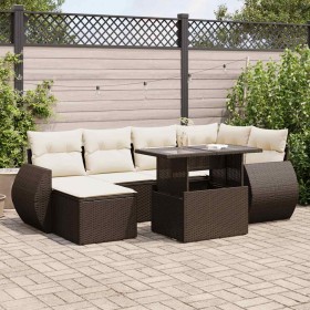 Juego de sofás de jardín 7 piezas con cojines ratán PE marrón by , Garden sets - Ref: Foro24-3326674, Price: 513,96 €, Discou...