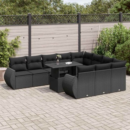 Set de sofás de jardín 11 pzas y cojines ratán sintético negro von , Gartensets - Ref: Foro24-3326706, Preis: 772,28 €, Rabat...