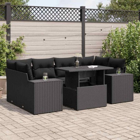 Set de sofás de jardín 7 pzas con cojines ratán sintético negro von , Gartensets - Ref: Foro24-3326746, Preis: 552,78 €, Raba...