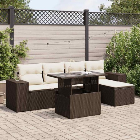 Set sofás de jardín 6 piezas y cojines ratán sintético marrón by , Garden sets - Ref: Foro24-3326784, Price: 431,75 €, Discou...