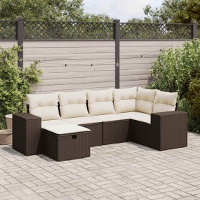 Set sofás de jardín 6 piezas y cojines ratán sintético marrón by , Garden sets - Ref: Foro24-3325689, Price: 419,54 €, Discou...