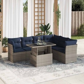Set sofás jardín y cojines 7 pzas ratán sintético acacia negro de , Conjuntos de jardín - Ref: Foro24-3326172, Precio: 566,12...