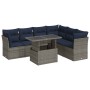 Set sofás jardín y cojines 7 pzas ratán sintético acacia negro by , Garden sets - Ref: Foro24-3326172, Price: 566,12 €, Disco...