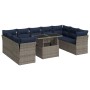 Set sofás jardín y cojines 10 pzas ratán sintético acacia gris de , Conjuntos de jardín - Ref: Foro24-3326222, Precio: 810,82...