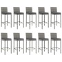 Mesa y taburetes altos jardín 11 piezas y cojines ratán PE gris by , Garden sets - Ref: Foro24-3187650, Price: 682,59 €, Disc...