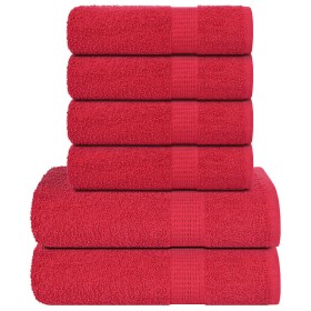 Juego de toallas 6 piezas 100% algodón rojo 360 gsm by , Toallas de baño y manoplas - Ref: Foro24-137089, Price: 37,82 €, Dis...