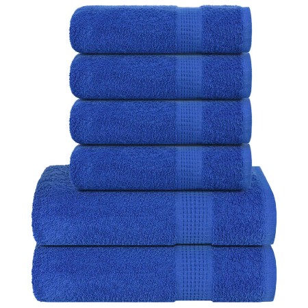 Juego de toallas 6 piezas 100% algodón azul 360 gsm de , Toallas de baño y manoplas - Ref: Foro24-137080, Precio: 45,00 €