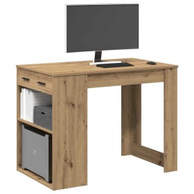 Escritorio cajón y estante madera contrachapada roble artesano by , Kitchen and dining tables - Ref: Foro24-858694, Price: 10...