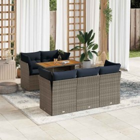 Set de muebles de jardín 6 pzas y cojines ratán sintético gris de , Conjuntos de jardín - Ref: Foro24-3326889, Precio: 490,41 €